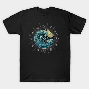 ZODIAC Aquarius - Astrological AQUARIUS - AQUARIUS - ZODIAC sign - Van Gogh style - 8 T-Shirt